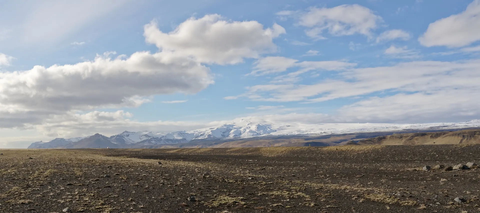 Eyjafjallajökull glacier seen from a Ring Road parking area in South Iceland