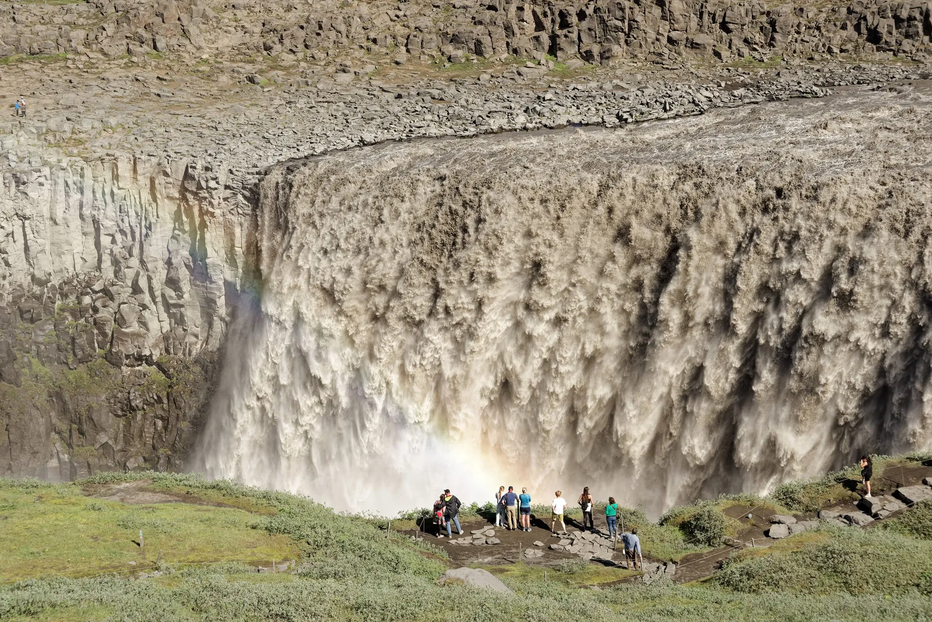 The Dettifoss waterfall — Europe's most powerful — pouring into the canyon below
